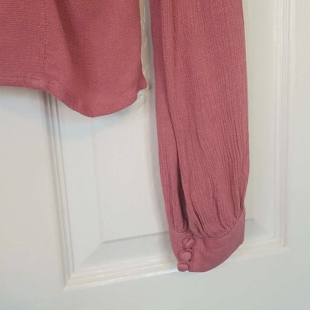 Free People Maise Mauve Rose Color Longsleeve Top V Neck Button Up Shirt